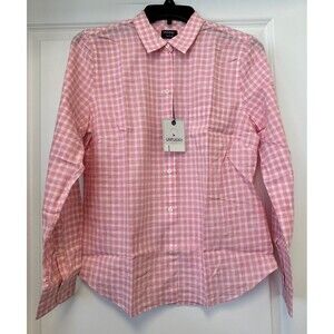 Untuckit Shirt Womens 6 Pink White Gingham Checkered Button Down CALINA